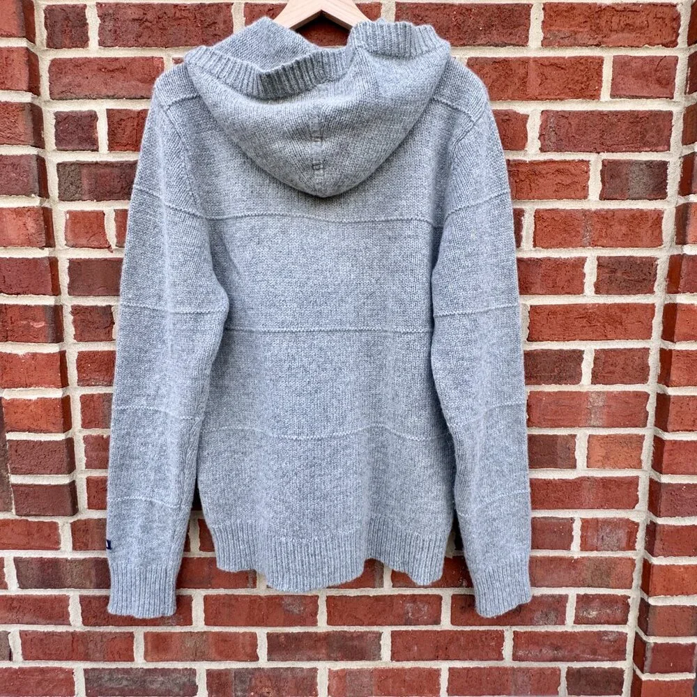The North Face Full-zip Hooded Wool Sweater Jacket Mens Med Light Gray Pockets